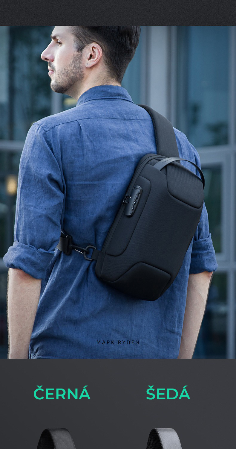 Městský batoh Odyssey mini černý, 6l, nepromokavy, USB & Micro USB port, RFID ochrana